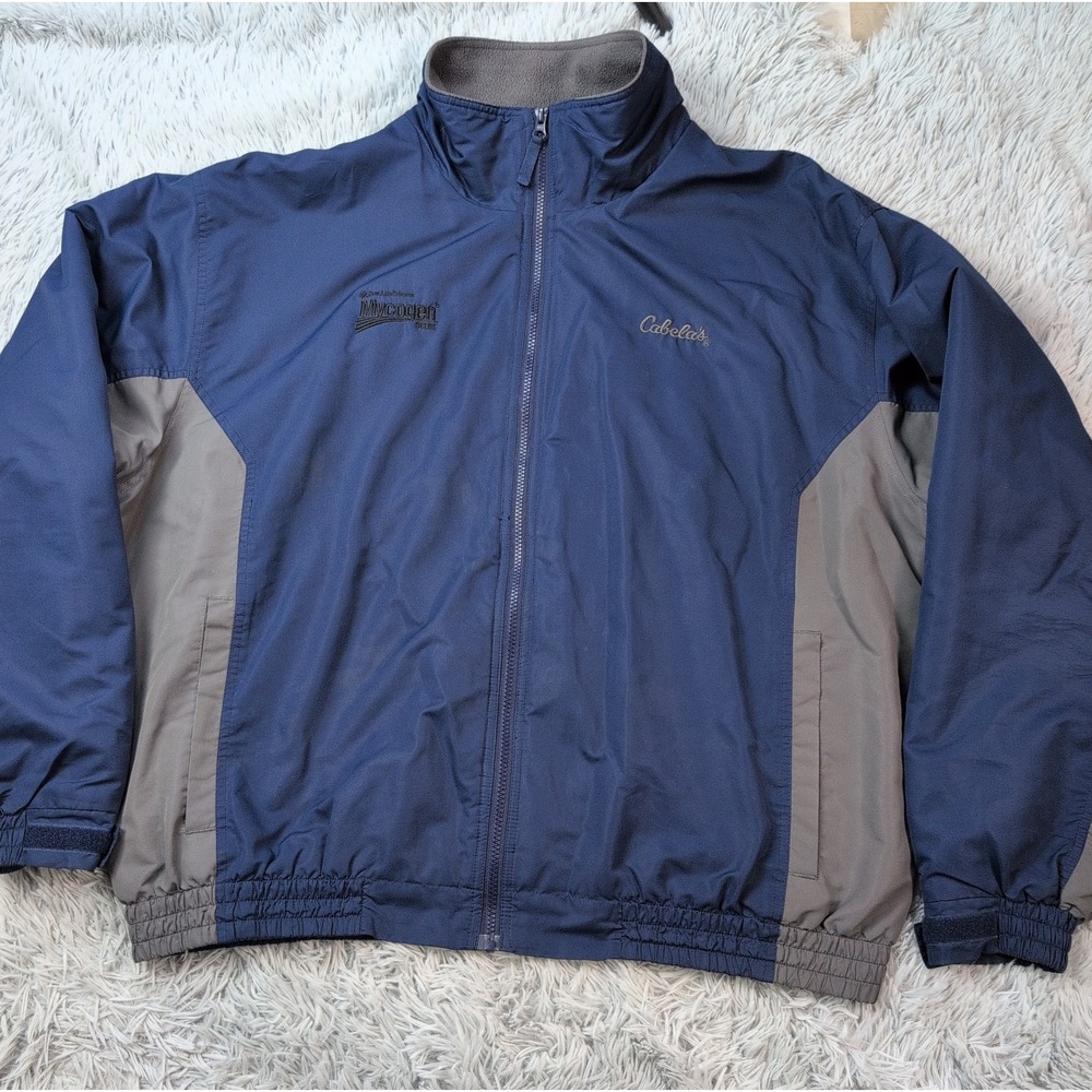 Cabela's Jacket Mens 2XL Tall Blue Zip Up Fleece Lined Outdoors Pockets Mycogen